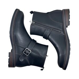 Men's Black Buckle Boots Shoes Size 9